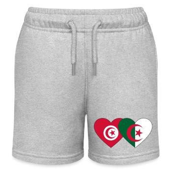 Tunesien Algerien Flagge Herz - Kinder Organic Joggingshorts Mini Bolter von Stanley/Stella - Grau meliert - Vorne