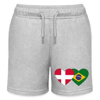 Denmark Brazil Flag Heart - Kids Organic Sweat Shorts by Stanley/Stella - heather grey - Front