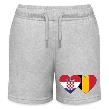 Croatia Belgium Flag Heart - Kids Organic Sweat Shorts by Stanley/Stella - heather grey - Front