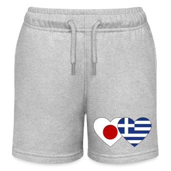 Japan Griechenland Flagge Herz - Kinder Organic Joggingshorts Mini Bolter von Stanley/Stella - Grau meliert - Vorne