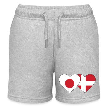 Japon Danemark Flag Coeur - Short de jogging enfant bio Stanley/Stella - gris chiné - Devant