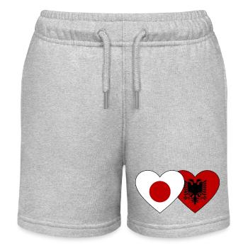 Japan Albania Flag Heart - Kids Organic Sweat Shorts by Stanley/Stella - heather grey - Front