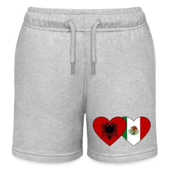 Albanie Mexique Drapeau Coeur - Short de jogging enfant bio Stanley/Stella - gris chiné - Devant