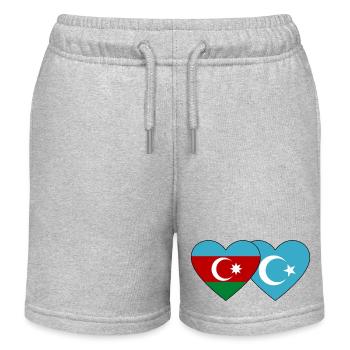 Azerbaïdjan Ouïghours Turkestan oriental Drapeau Cœur - Short de jogging enfant bio Stanley/Stella - gris chiné - Devant