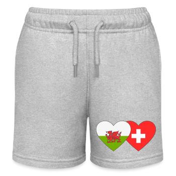 Suisse Pays de Galles Flag Heart - Short de jogging enfant bio Stanley/Stella - gris chiné - Devant