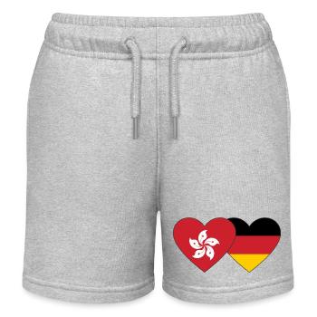 Hongkong Deutschland Flagge Herz - Kinder Organic Joggingshorts Mini Bolter von Stanley/Stella - Grau meliert - Vorne