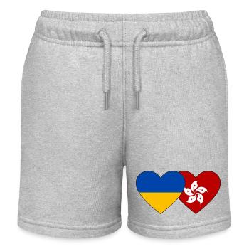 Ukraine Hongkong Flagge Herz - Kinder Organic Joggingshorts Mini Bolter von Stanley/Stella - Grau meliert - Vorne