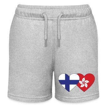 Finnland Hongkong Flagge Herz - Kinder Organic Joggingshorts Mini Bolter von Stanley/Stella - Grau meliert - Vorne