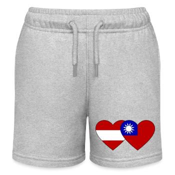 Austria Taiwan Flag Heart - Kids Organic Sweat Shorts by Stanley/Stella - heather grey - Front