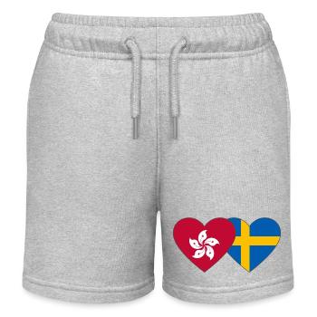 Hong Kong Suède Flag Heart - Short de jogging enfant bio Stanley/Stella - gris chiné - Devant