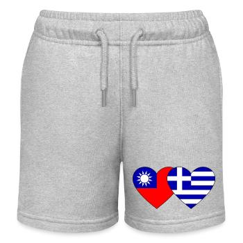Taiwan Greece Flag Heart - Kids Organic Sweat Shorts by Stanley/Stella - heather grey - Front