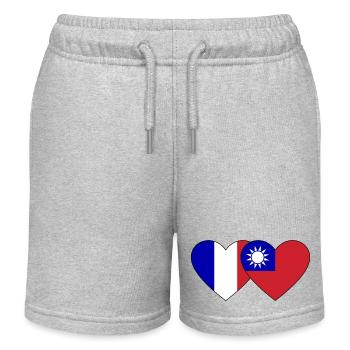 France Taïwan Flag Heart - Short de jogging enfant bio Stanley/Stella - gris chiné - Devant