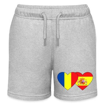 Romania Spain Flag Heart - Kids Organic Sweat Shorts by Stanley/Stella - heather grey - Front