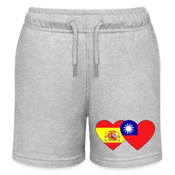 Spain Taiwan Flag Heart - Kids Organic Sweat Shorts by Stanley/Stella - heather grey - Front