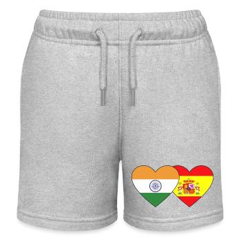 India Spain Flag Heart - Kids Organic Sweat Shorts by Stanley/Stella - heather grey - Front