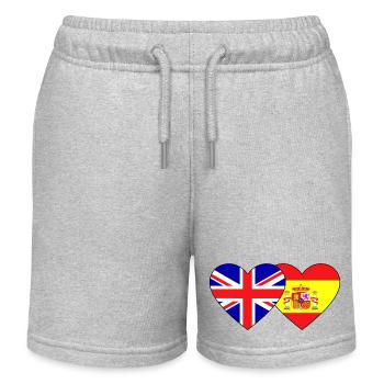 England Spain Flag Heart - Kids Organic Sweat Shorts by Stanley/Stella - heather grey - Front