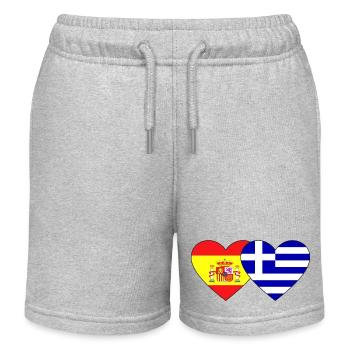 Spanien Griechenland Flagge Herz - Kinder Organic Joggingshorts Mini Bolter von Stanley/Stella - Grau meliert - Vorne