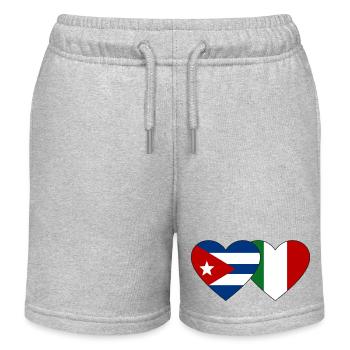 Cuba Italy Flag Heart - Kids Organic Sweat Shorts by Stanley/Stella - heather grey - Front