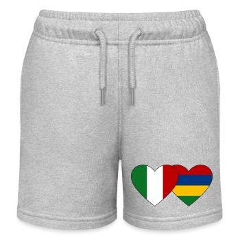 Italy Mauritius Flag Heart - Kids Organic Sweat Shorts by Stanley/Stella - heather grey - Front