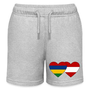 Mauritius Österreich Flagge Herz - Kinder Organic Joggingshorts Mini Bolter von Stanley/Stella - Grau meliert - Vorne
