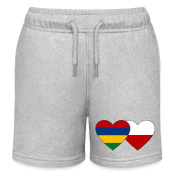 Mauritius Poland Flag Heart - Kids Organic Sweat Shorts by Stanley/Stella - heather grey - Front