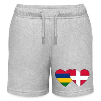 Mauritius Denmark Flag Heart - Kids Organic Sweat Shorts by Stanley/Stella - heather grey - Front