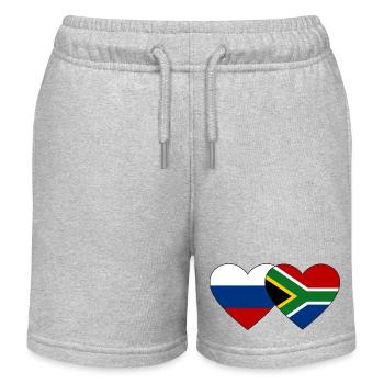 Russland Südafrika Flagge Herz - Kinder Organic Joggingshorts Mini Bolter von Stanley/Stella - Grau meliert - Vorne
