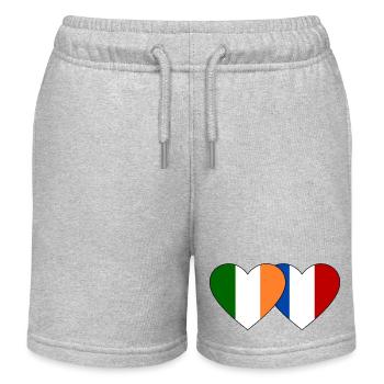 Ireland France Flag Heart - Kids Organic Sweat Shorts by Stanley/Stella - heather grey - Front