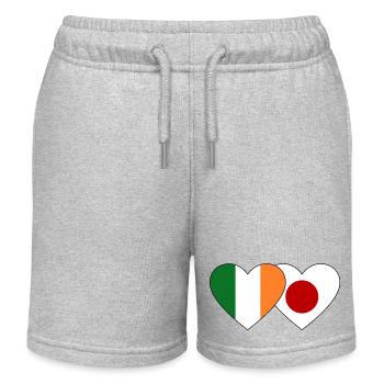 Ireland Japan Flag Heart - Kids Organic Sweat Shorts by Stanley/Stella - heather grey - Front