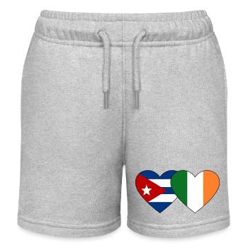 Cuba Ireland Flag Heart - Kids Organic Sweat Shorts by Stanley/Stella - heather grey - Front