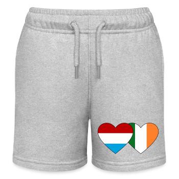 Luxembourg Ireland Flag Heart - Kids Organic Sweat Shorts by Stanley/Stella - heather grey - Front