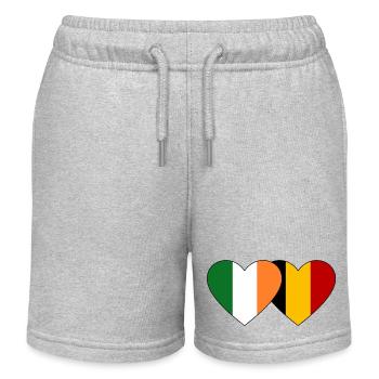 Ireland Belgium Flag Heart - Kids Organic Sweat Shorts by Stanley/Stella - heather grey - Front