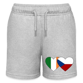 Irland Tschechien Flagge Herz - Kinder Organic Joggingshorts Mini Bolter von Stanley/Stella - Grau meliert - Vorne