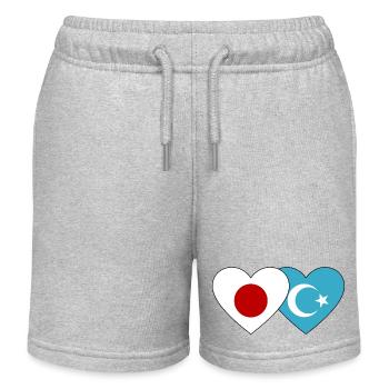 Cœur du drapeau ouïghour du Japon - Short de jogging enfant bio Stanley/Stella - gris chiné - Devant