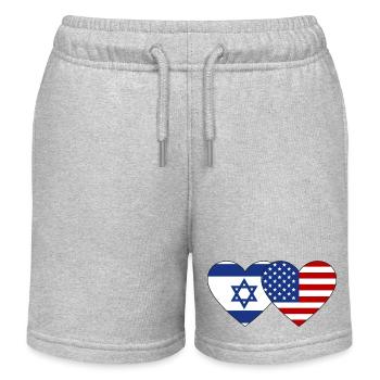 Israel USA Flagge Herz - Kinder Organic Joggingshorts Mini Bolter von Stanley/Stella - Grau meliert - Vorne