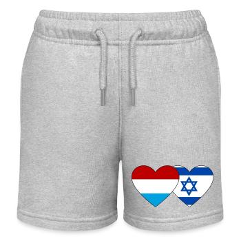 Luxembourg Israel Flag Heart - Kids Organic Sweat Shorts by Stanley/Stella - heather grey - Front