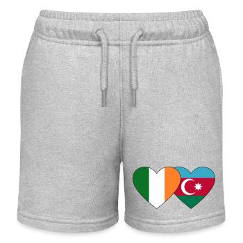 Ireland Azerbaijan Flag Heart - Kids Organic Sweat Shorts by Stanley/Stella - heather grey - Front
