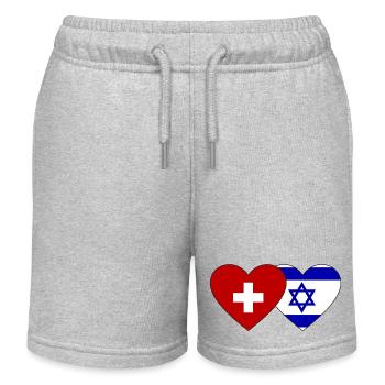 Suisse Israël Coeur Drapeau - Short de jogging enfant bio Stanley/Stella - gris chiné - Devant