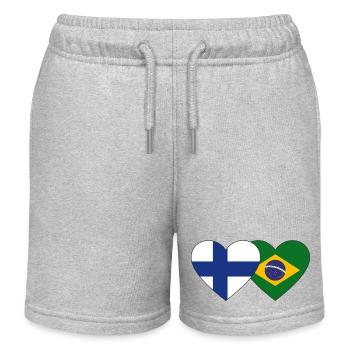 Finnland Brasilien Flagge Herz - Kinder Organic Joggingshorts Mini Bolter von Stanley/Stella - Grau meliert - Vorne