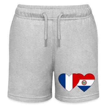 France Paraguay Heart Flag - Kids Organic Sweat Shorts by Stanley/Stella - heather grey - Front