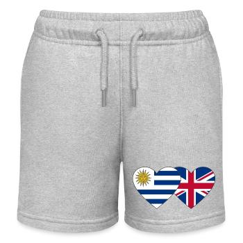 Uruguay England Heart Flag - Kids Organic Sweat Shorts by Stanley/Stella - heather grey - Front