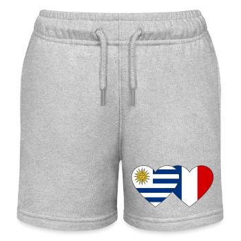 Uruguay France Heart Flag - Kids Organic Sweat Shorts by Stanley/Stella - heather grey - Front