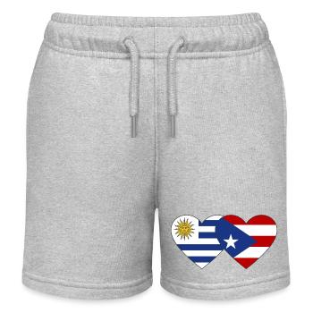Uruguay Porto Rico Drapeau du cœur - Short de jogging enfant bio Stanley/Stella - gris chiné - Devant