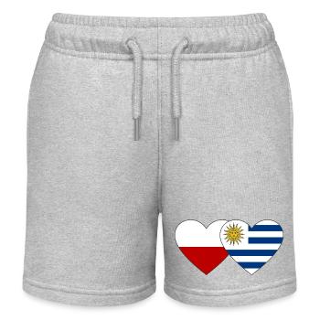 Polen Uruguay Herz Flagge - Kinder Organic Joggingshorts Mini Bolter von Stanley/Stella - Grau meliert - Vorne