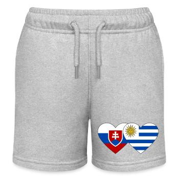 Slowakei Uruguay Herz Flagge - Kinder Organic Joggingshorts Mini Bolter von Stanley/Stella - Grau meliert - Vorne