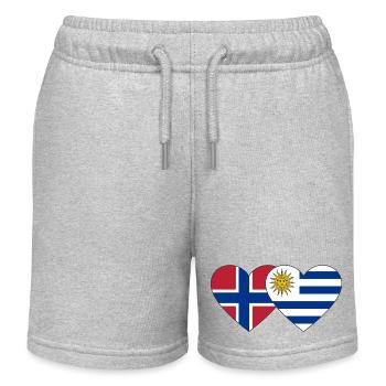 Norway Uruguay Heart Flag - Kids Organic Sweat Shorts by Stanley/Stella - heather grey - Front