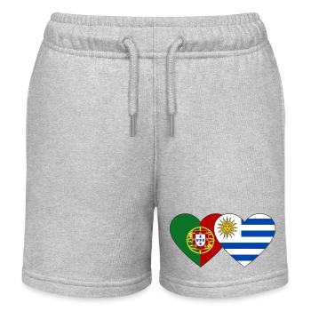 Portugal Uruguay Drapeau du Cœur - Short de jogging enfant bio Stanley/Stella - gris chiné - Devant