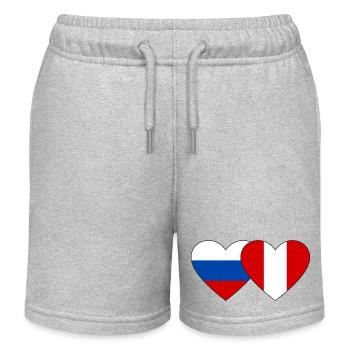 Russland Peru Herz Flagge - Kinder Organic Joggingshorts Mini Bolter von Stanley/Stella - Grau meliert - Vorne