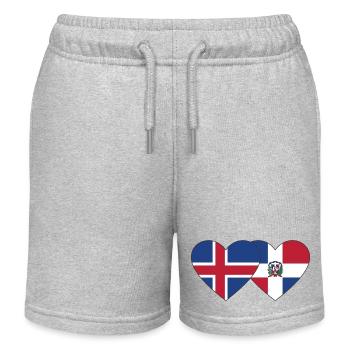 Islande République dominicaine Flag Heart - Short de jogging enfant bio Stanley/Stella - gris chiné - Devant