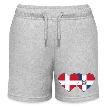 Danemark République dominicaine Flag Heart - Short de jogging enfant bio Stanley/Stella - gris chiné - Devant